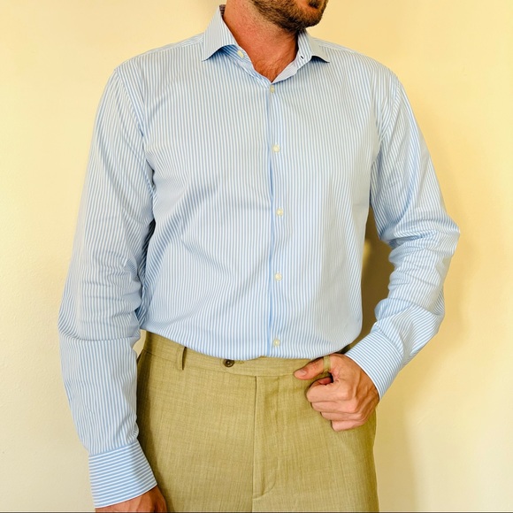 Hugo Boss button down shirt striped long sleeve slim fit - Picture 2 of 8